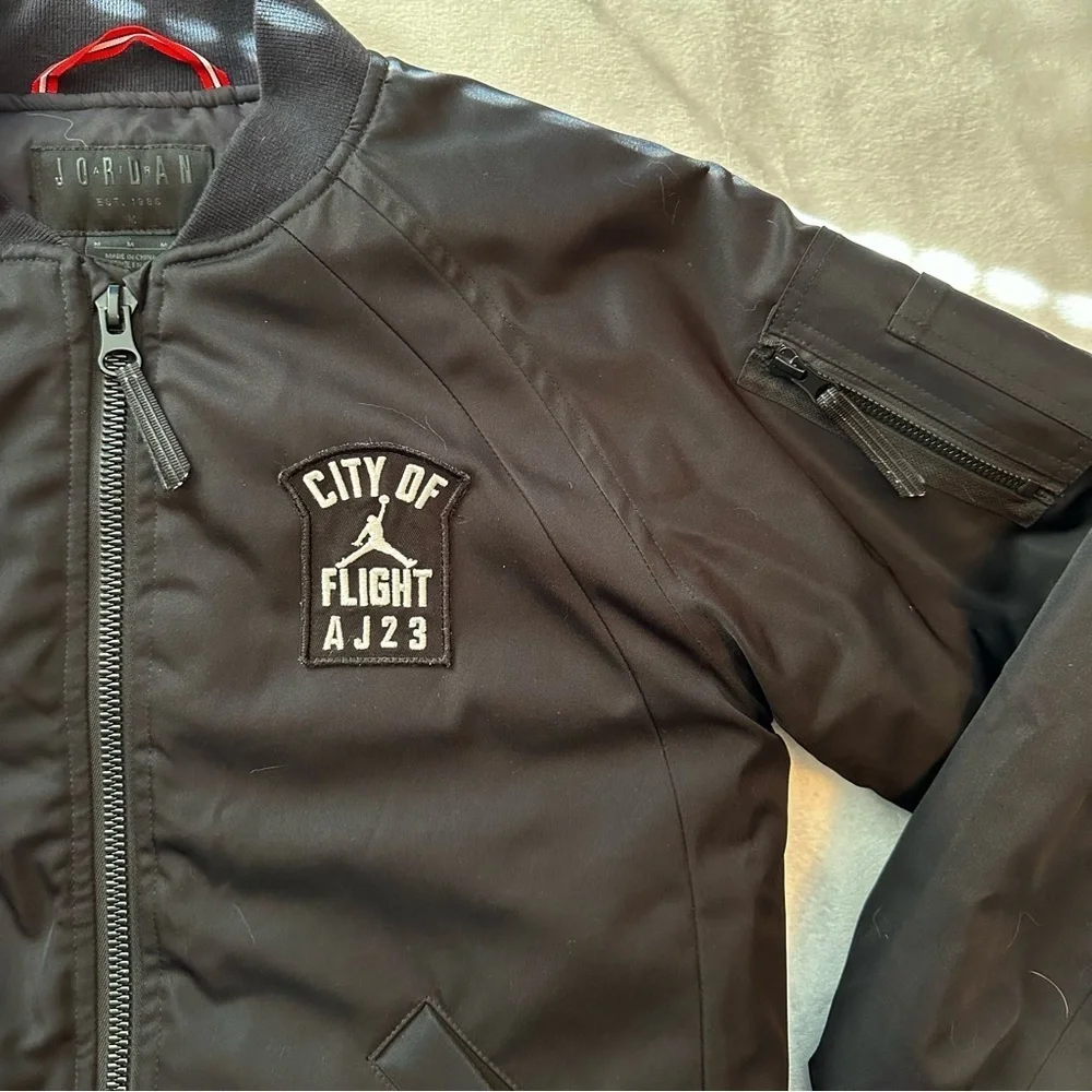 RARE Nike Air Jordan SAMPLE Wings City of Flight MA-1 Bomber Jacket Mens M black